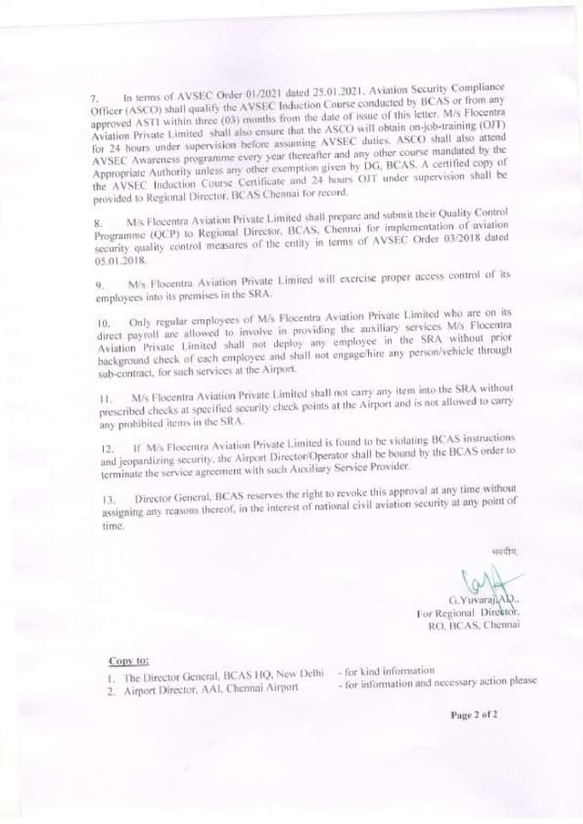 Security Programme Approval (Chennai International Airport) Image 2